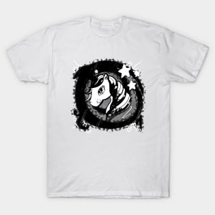 Grunge Unicorn - Black White Abstract T-Shirt